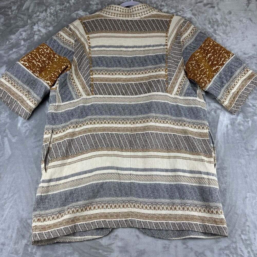 World‎ Market Woven Tapestry Jacket Women's S/M White Tan Blue Lagenlook (0985) - Picture 8 of 12